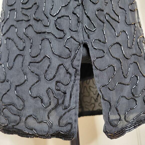 VTG Praise Hymn Fashions Pure Silk Sequin Beaded Green Blue Formal Blouse Top✨️M - Picture 7 of 16